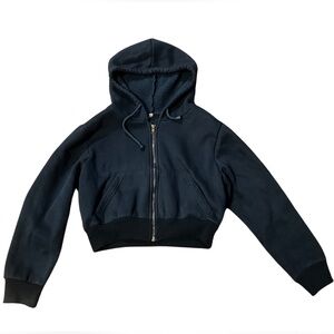 Comfy Cropped Zip Up Sweatshirt Hoodie